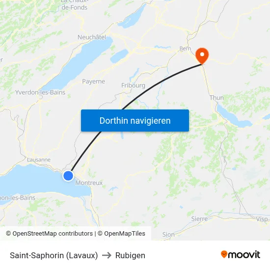 Saint-Saphorin (Lavaux) to Rubigen map