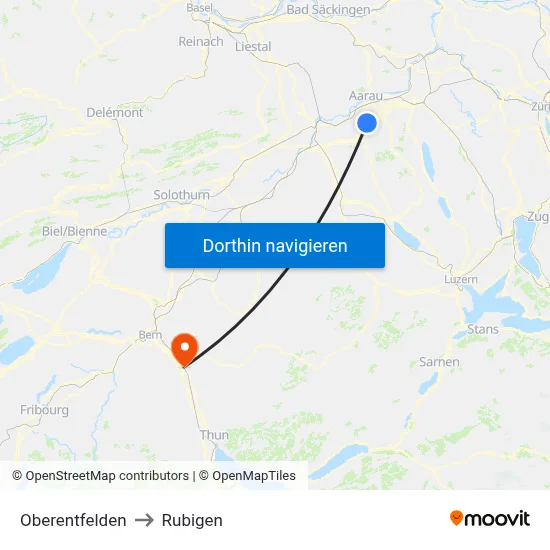Oberentfelden to Rubigen map