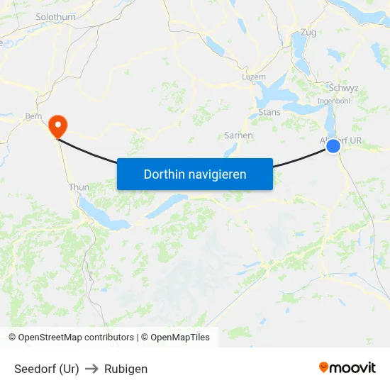 Seedorf (Ur) to Rubigen map