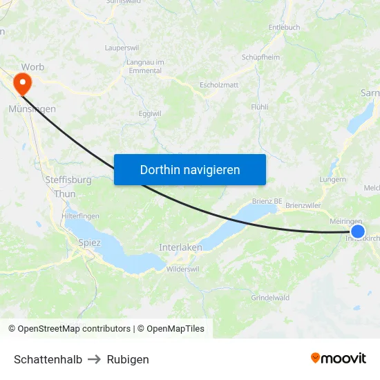 Schattenhalb to Rubigen map