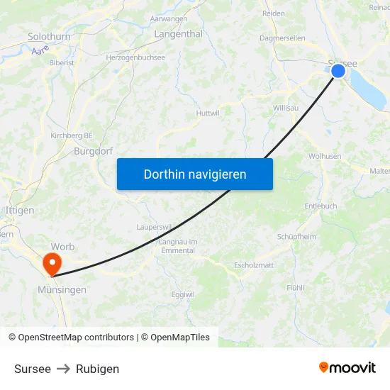 Sursee to Rubigen map