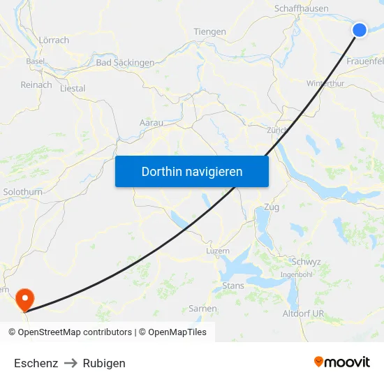 Eschenz to Rubigen map