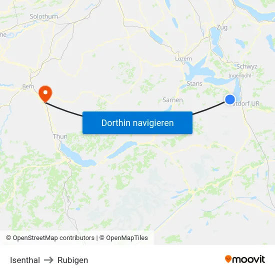 Isenthal to Rubigen map
