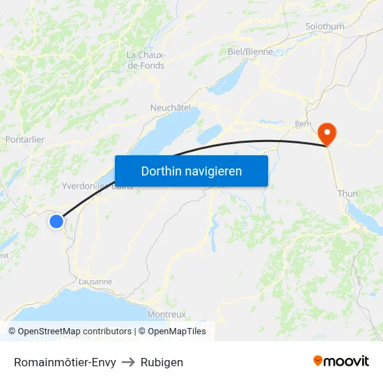 Romainmôtier-Envy to Rubigen map