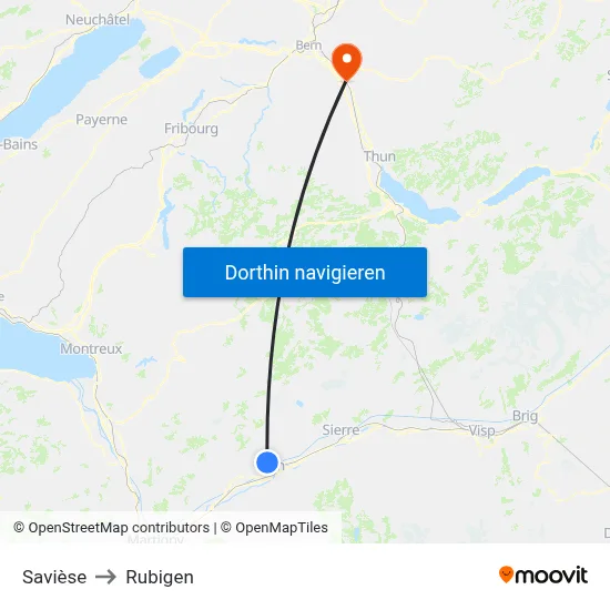 Savièse to Rubigen map
