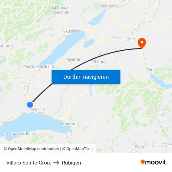 Villars-Sainte-Croix to Rubigen map