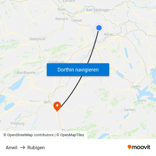 Anwil to Rubigen map