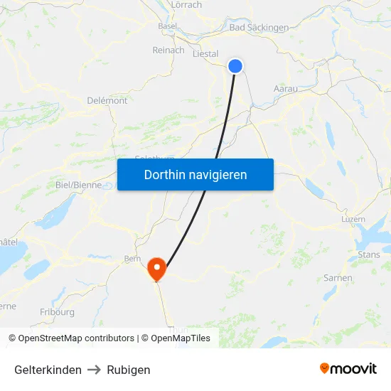 Gelterkinden to Rubigen map