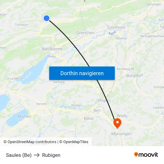 Saules (Be) to Rubigen map