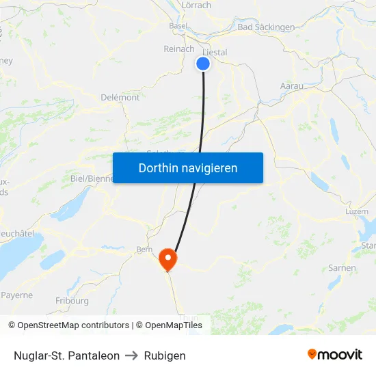 Nuglar-St. Pantaleon to Rubigen map