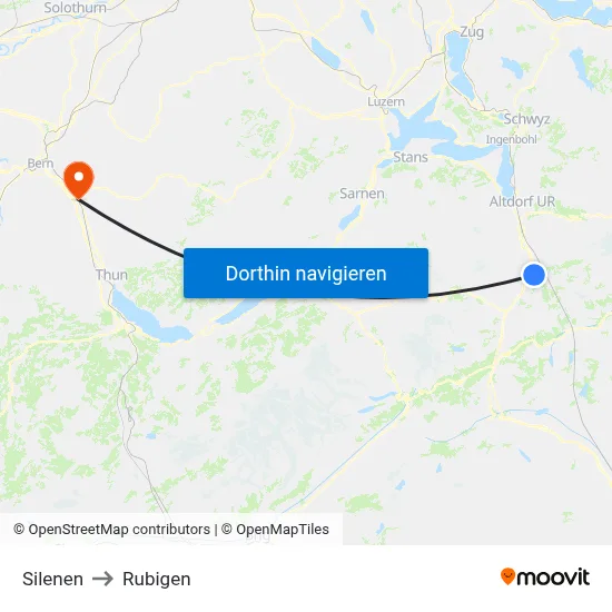 Silenen to Rubigen map