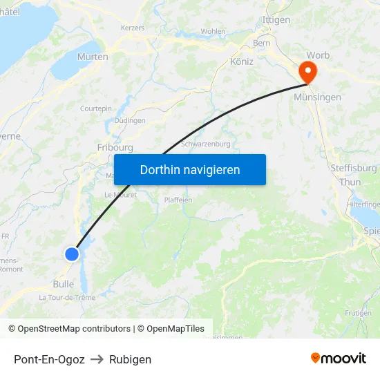 Pont-En-Ogoz to Rubigen map