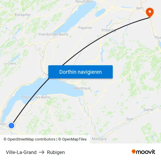 Ville-La-Grand to Rubigen map