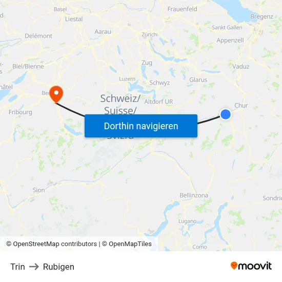 Trin to Rubigen map