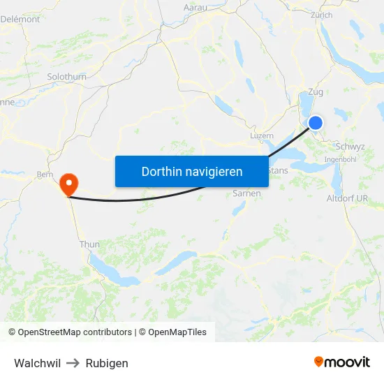 Walchwil to Rubigen map