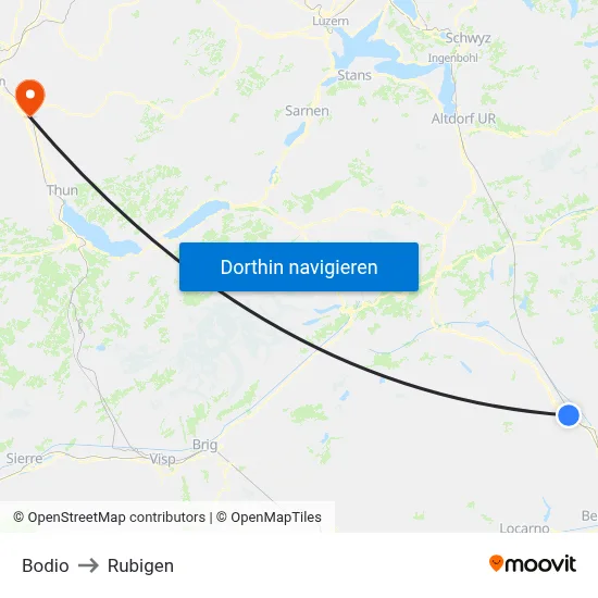 Bodio to Rubigen map