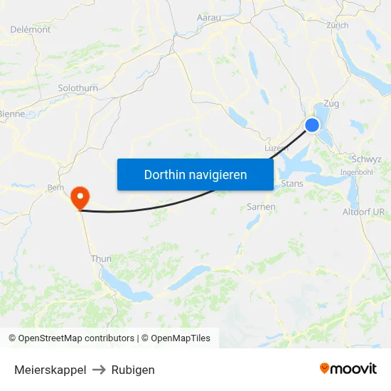 Meierskappel to Rubigen map