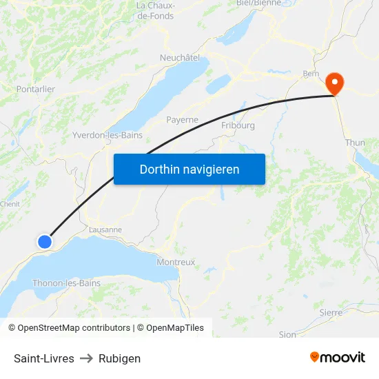 Saint-Livres to Rubigen map