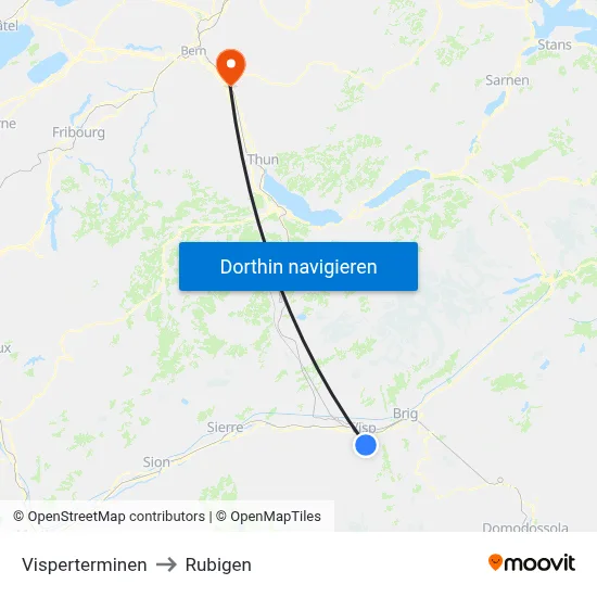 Visperterminen to Rubigen map