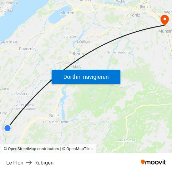 Le Flon to Rubigen map