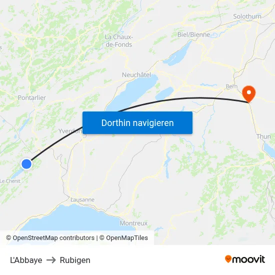 L'Abbaye to Rubigen map