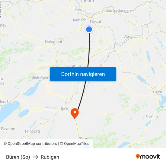 Büren (So) to Rubigen map