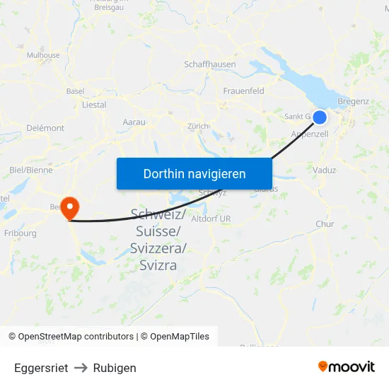 Eggersriet to Rubigen map