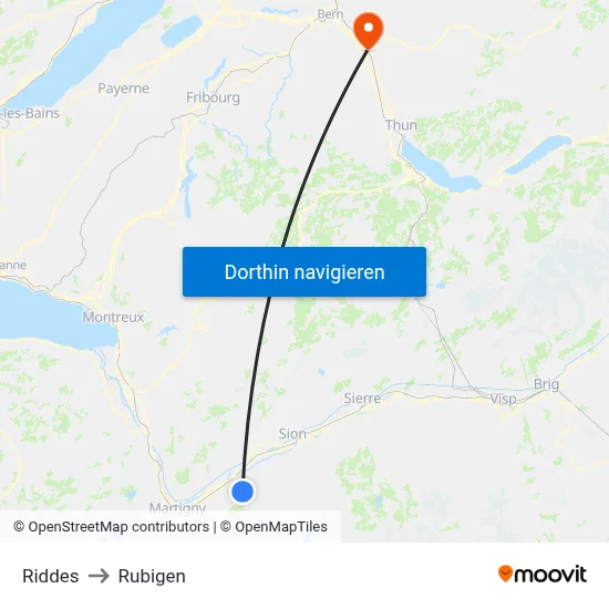Riddes to Rubigen map