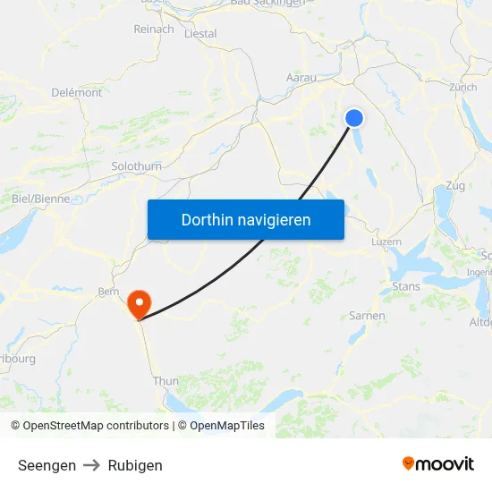 Seengen to Rubigen map