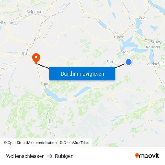 Wolfenschiessen to Rubigen map