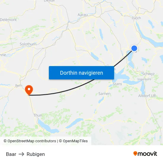 Baar to Rubigen map