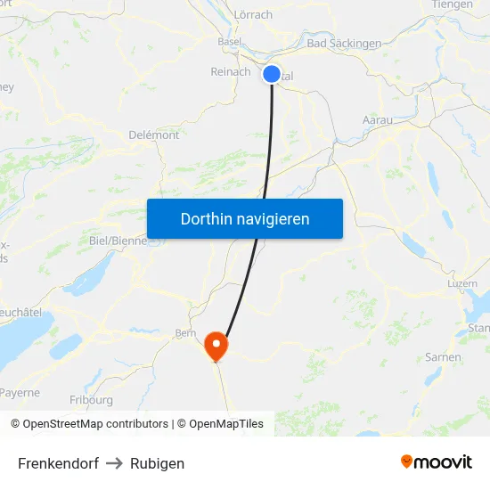 Frenkendorf to Rubigen map