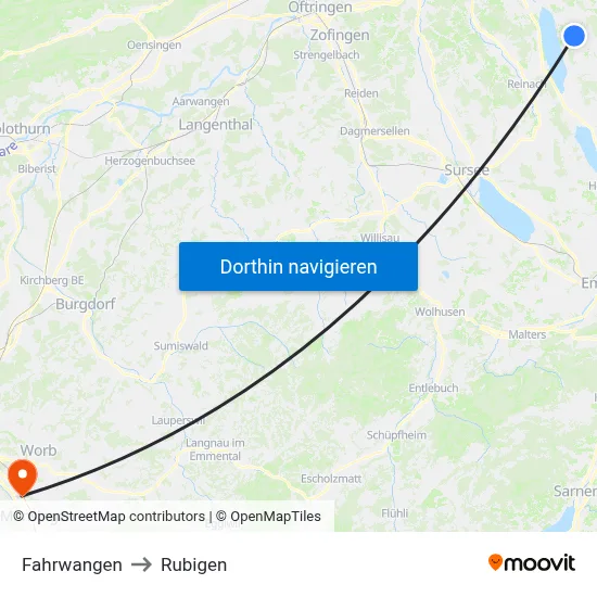 Fahrwangen to Rubigen map
