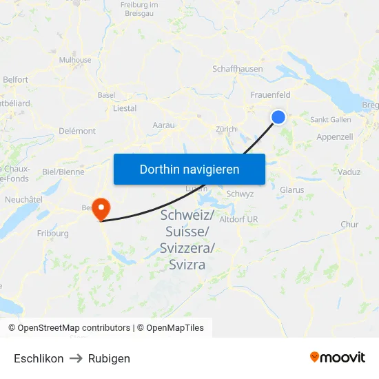 Eschlikon to Rubigen map