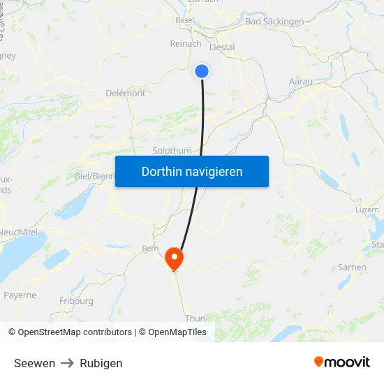 Seewen to Rubigen map