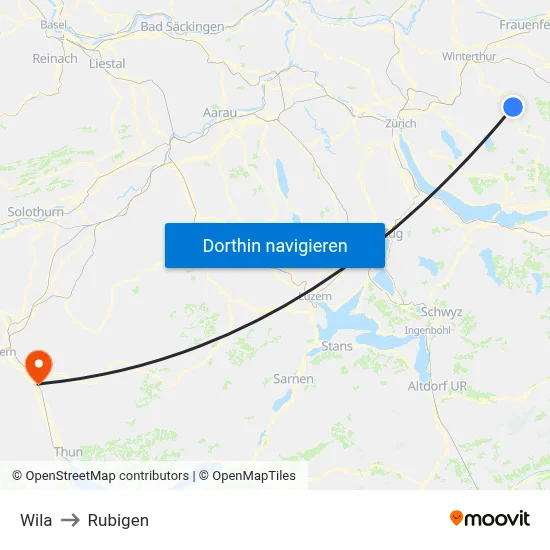 Wila to Rubigen map