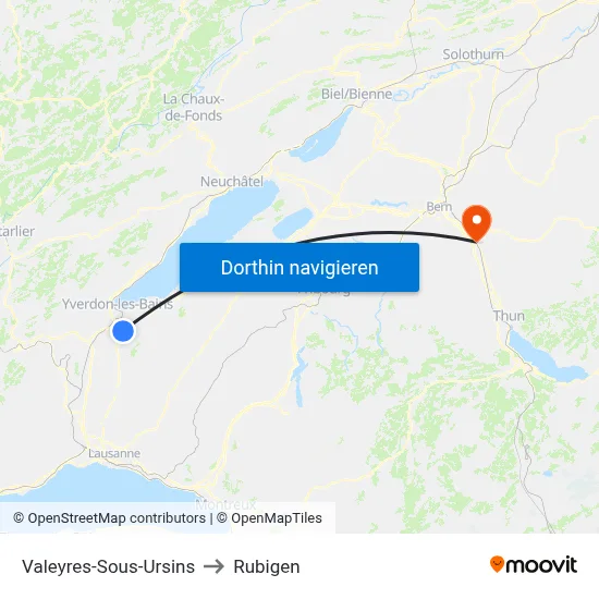Valeyres-Sous-Ursins to Rubigen map