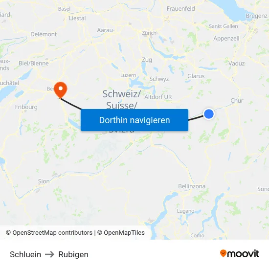 Schluein to Rubigen map