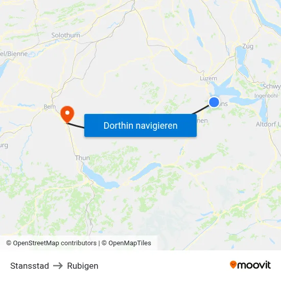 Stansstad to Rubigen map