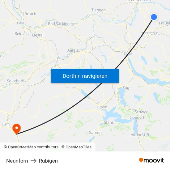 Neunforn to Rubigen map