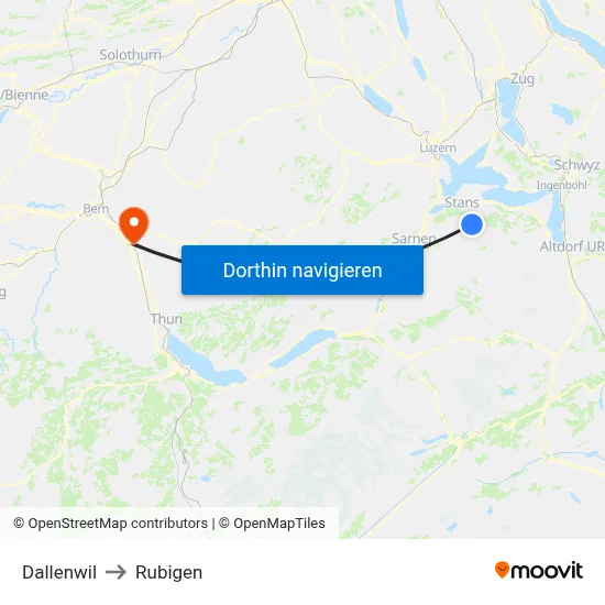 Dallenwil to Rubigen map