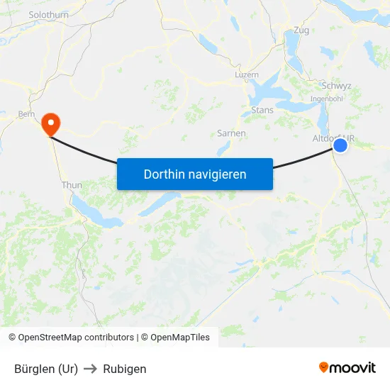 Bürglen (Ur) to Rubigen map