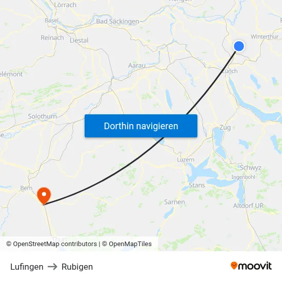 Lufingen to Rubigen map
