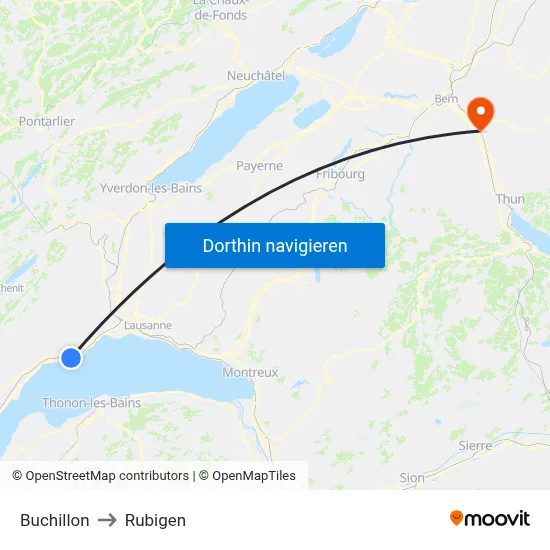 Buchillon to Rubigen map