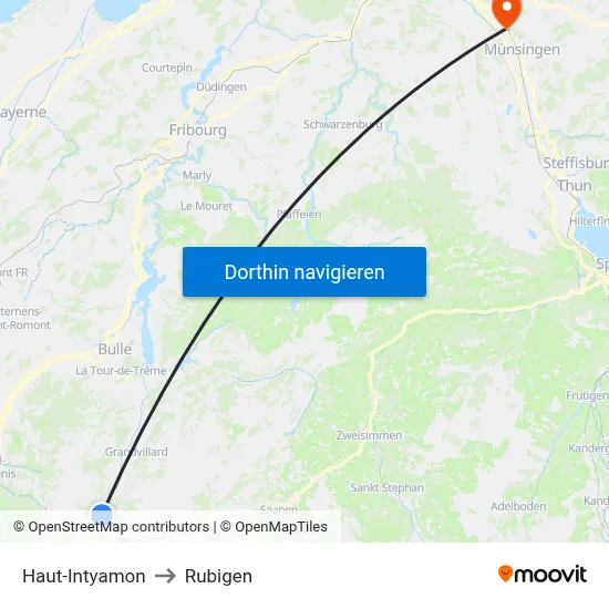 Haut-Intyamon to Rubigen map