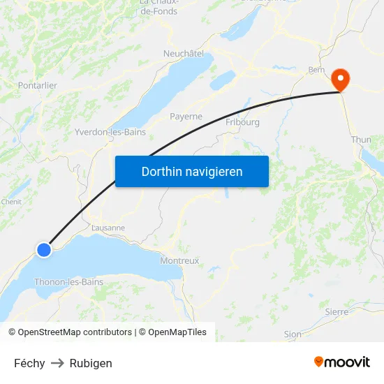 Féchy to Rubigen map