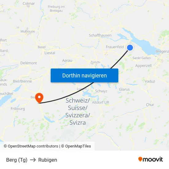 Berg (Tg) to Rubigen map