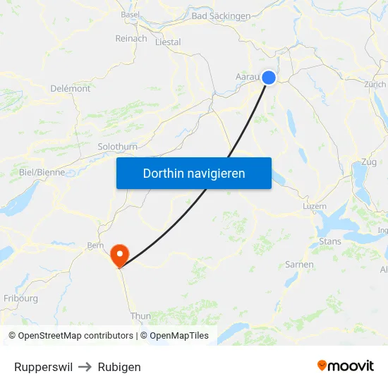 Rupperswil to Rubigen map