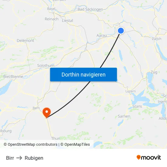 Birr to Rubigen map