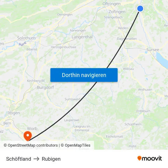 Schöftland to Rubigen map